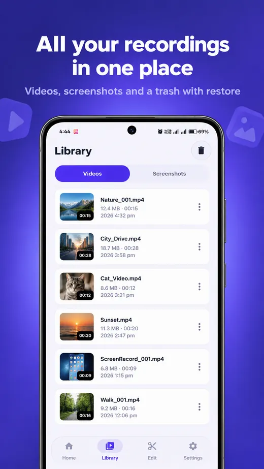 AIRec Library screen